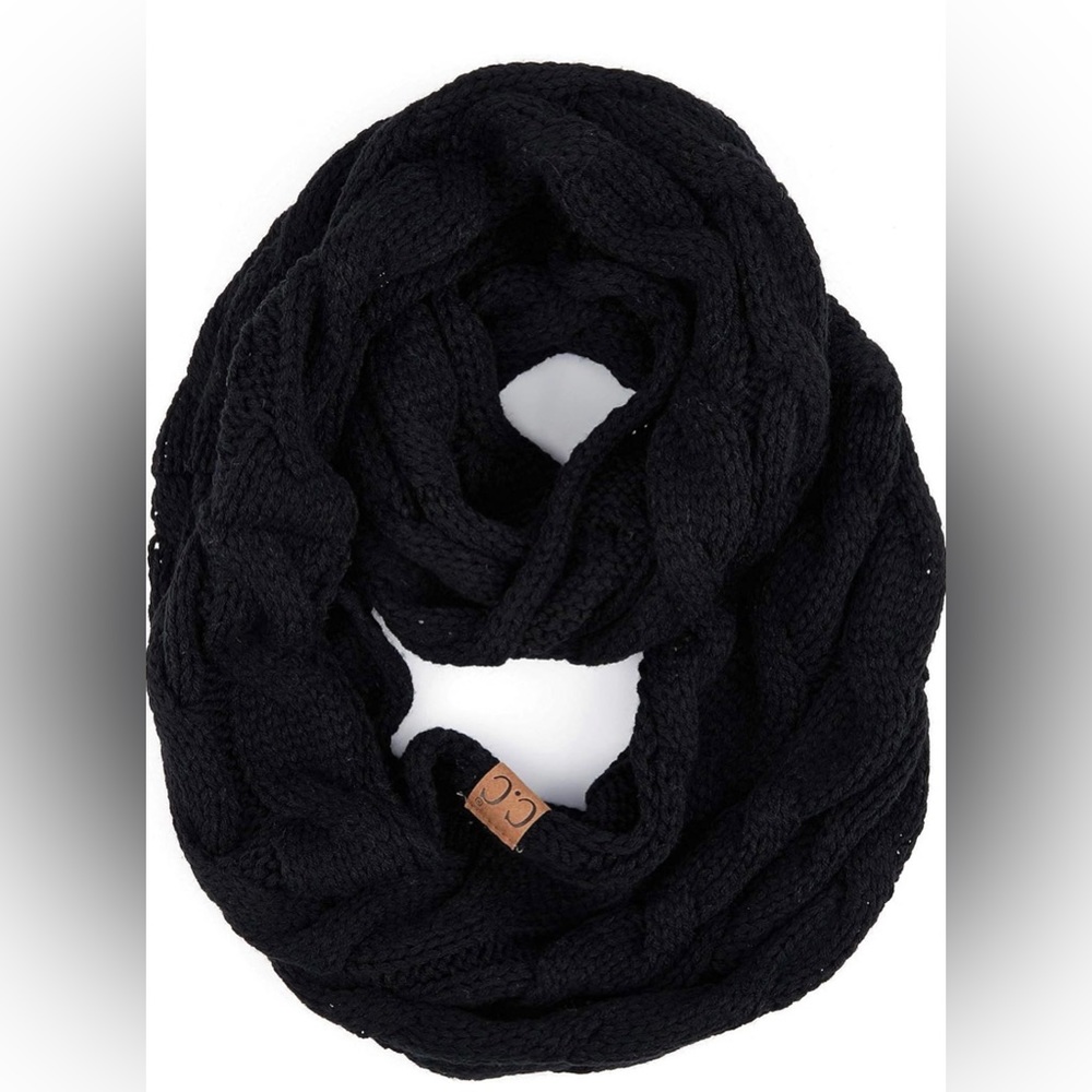 C.C Crane Clothing Company Black Knit Infinity Winter Scarf CC